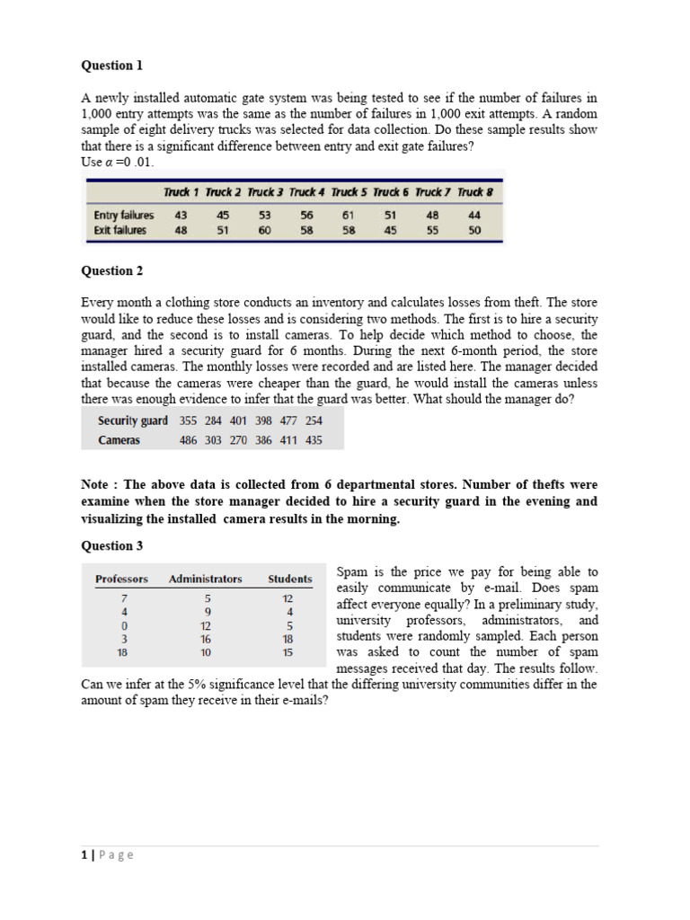 Statistical Analysis of Various Experiments | PDF | Sampling ...