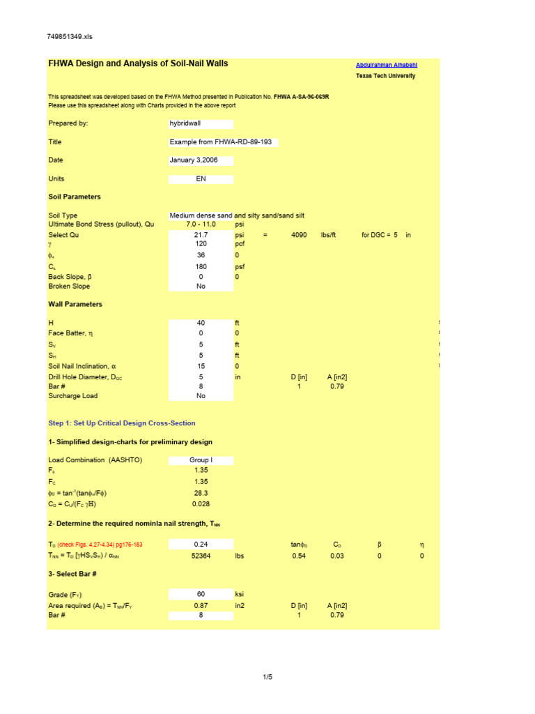 FHWA Soil Nail Wall Design Guide | PDF | Silt | Natural Materials