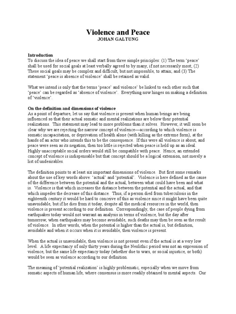 Defining Violence and Peace | PDF | Peace | Violence