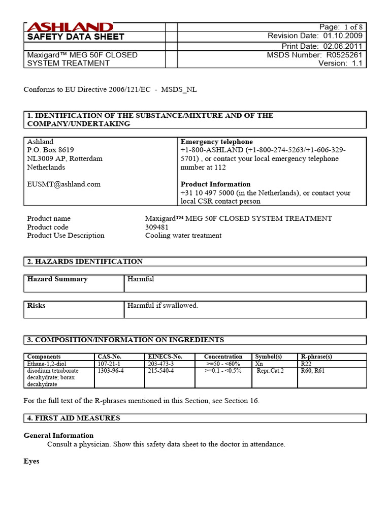 Maxigard MEG 50F | PDF | Dangerous Goods | Waste