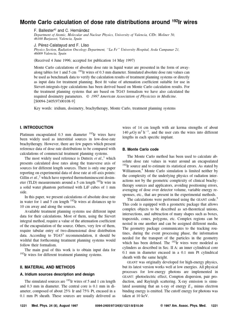 Medical physics 1998 ballester monte carlo calculation of dose