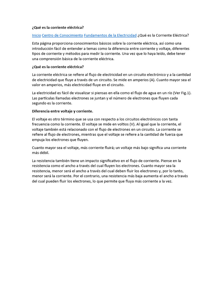 Que Es La Corriente Electrica | PDF | Corriente eléctrica | voltaje