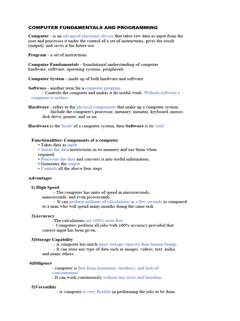 Computer Fundamentals and Programming | PDF | Random Access Memory ...