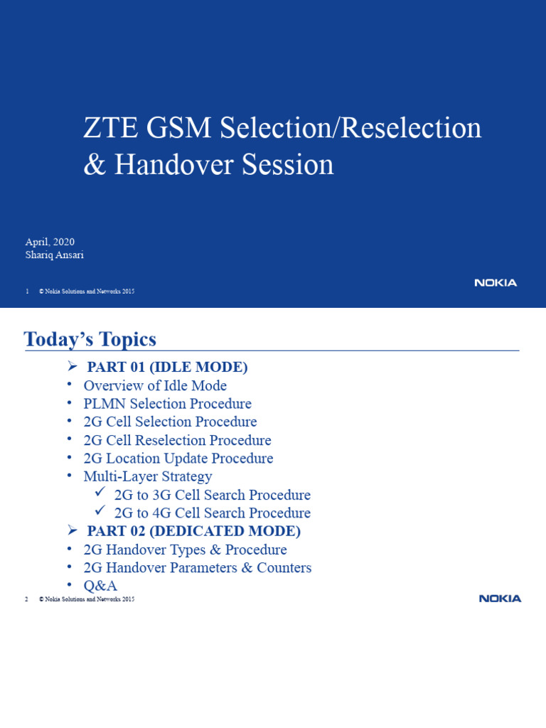 ZTE GSM Handover and Reselection Guide | PDF | Cellular Network ...