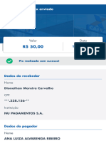 Comprovante de Pix Enviado: Valor Data