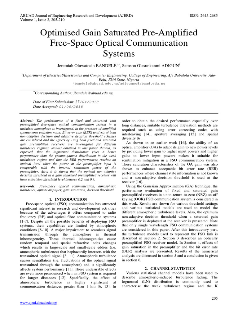 Optimized Gain Saturated Preamplified FreeSpace Optical Communication