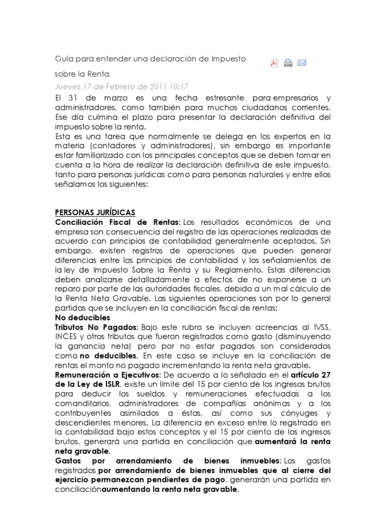 Guía para Declarar el Impuesto sobre la Renta | PDF | Impuesto sobre la ...