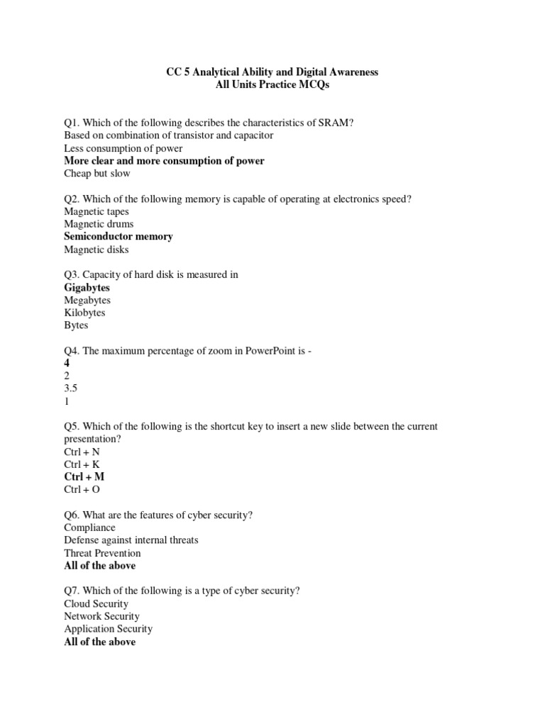 Practice Set of CC-5 MCQ | PDF | Microsoft Excel | Security