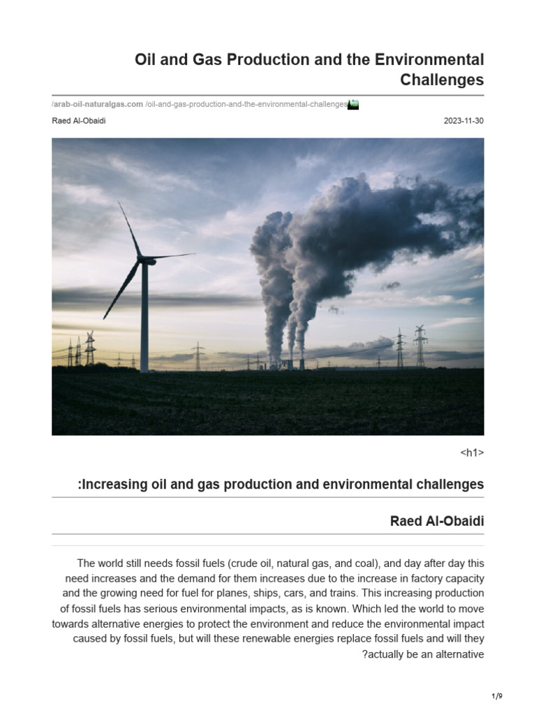 Oil and Gas Production and The Environmental Challanges | PDF