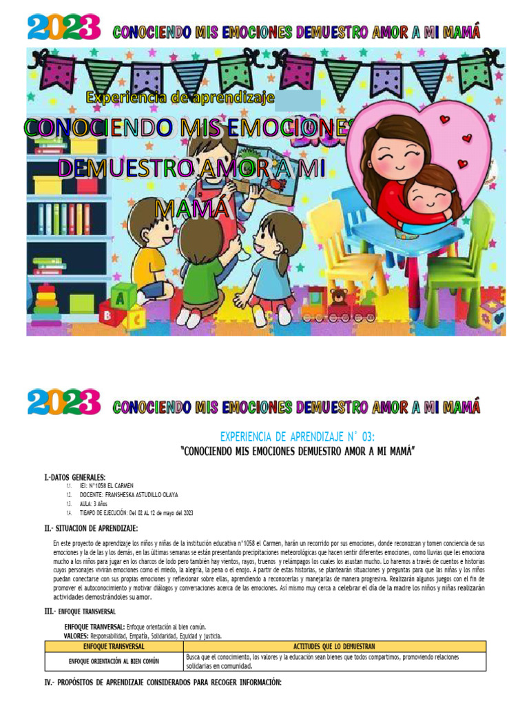Aprendiendo Emociones en Niños de 3 Años | PDF | Las emociones ...