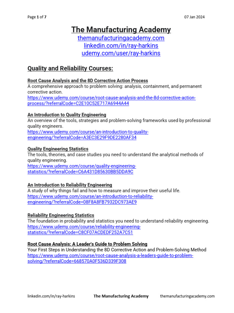 Quality and Reliability Engineering Courses | PDF | Nondestructive ...