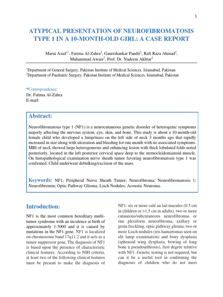 Neurofibromatosis Type 1 in Infants | PDF | Brain Tumor | Causes Of Death