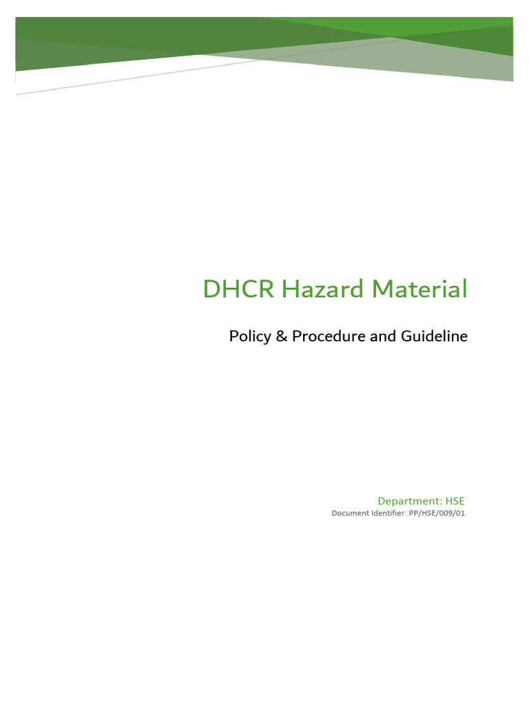 DHCR Hazard Material Guideline | PDF | Dangerous Goods | Waste