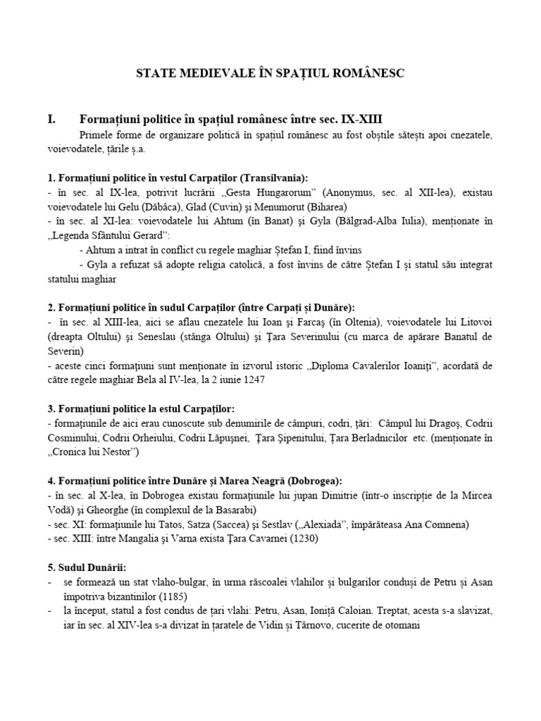 State Medievale in Spatiul Romanesc | PDF