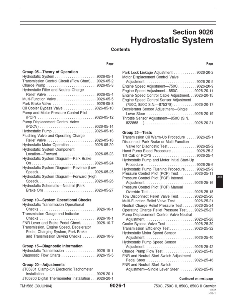 Hydrostatic System Overview 750C/850C | PDF | Valve | Pump