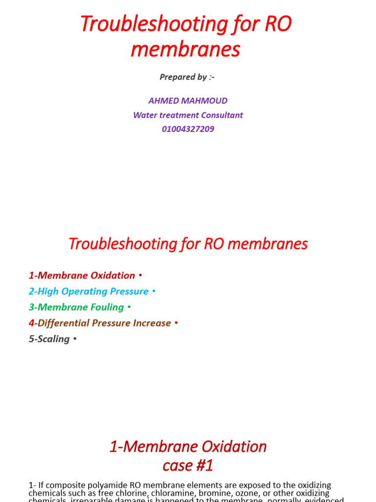 Troubleshooting For RO Membranes | PDF | Science & Mathematics