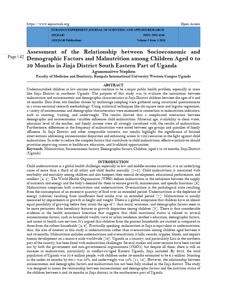Assessment of The Relationship Between Socioeconomic and Demographic ...