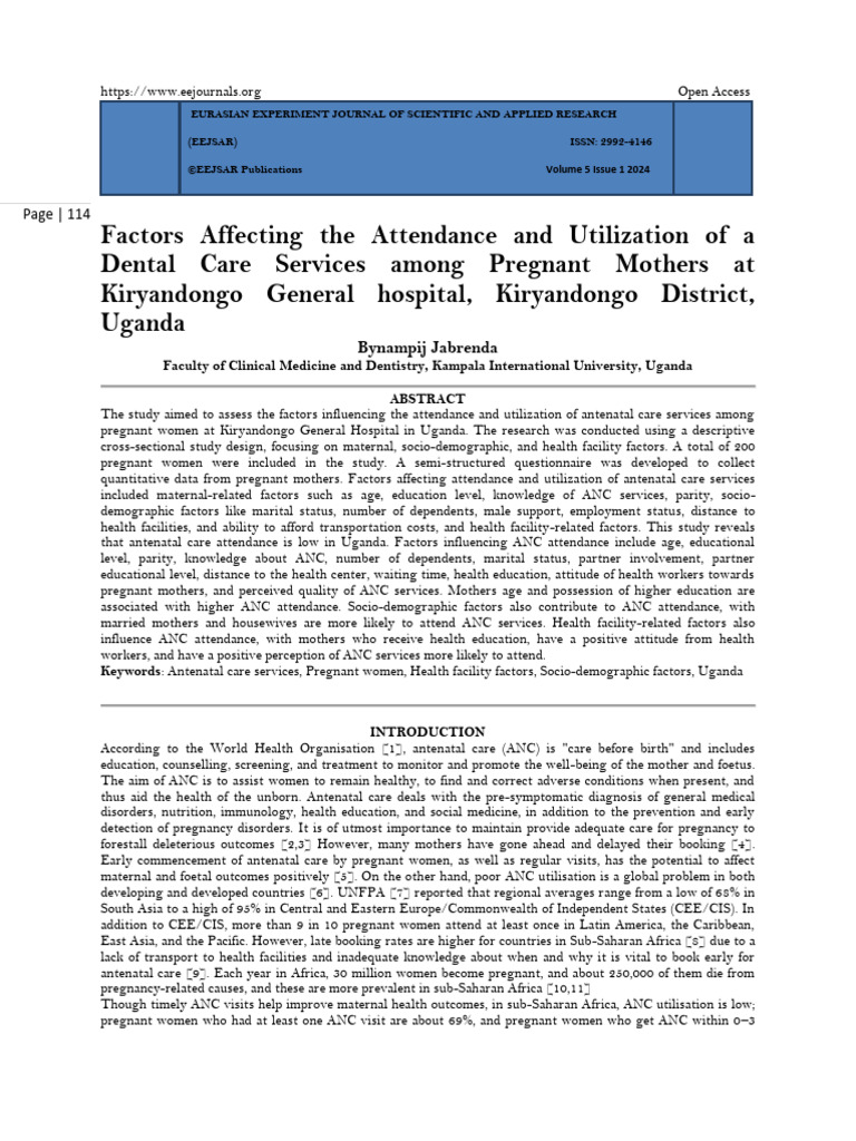 Factors Influencing Antenatal Care in Uganda | PDF | Pregnancy ...