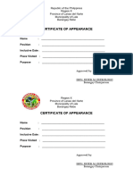 CERTIFICATE OF APPEARANCE Barangay