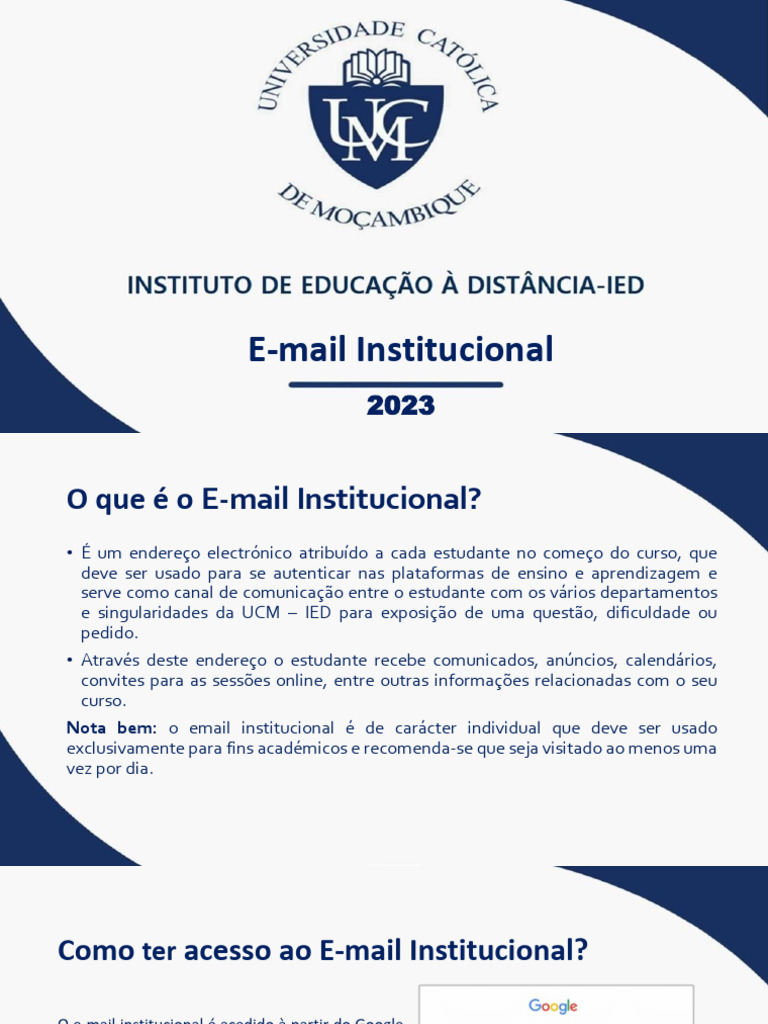 Acesso e Uso do E-mail Institucional UCM | PDF | Senha | Gmail
