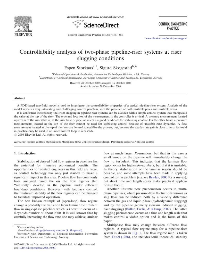 Controllability of Pipeline-Riser Systems | PDF | Control Theory | Liquids