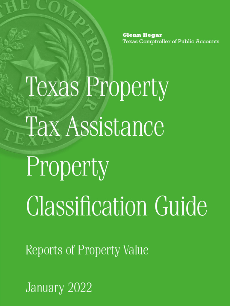 Texas Property Tax Assistance Property Classification Guide Reports of