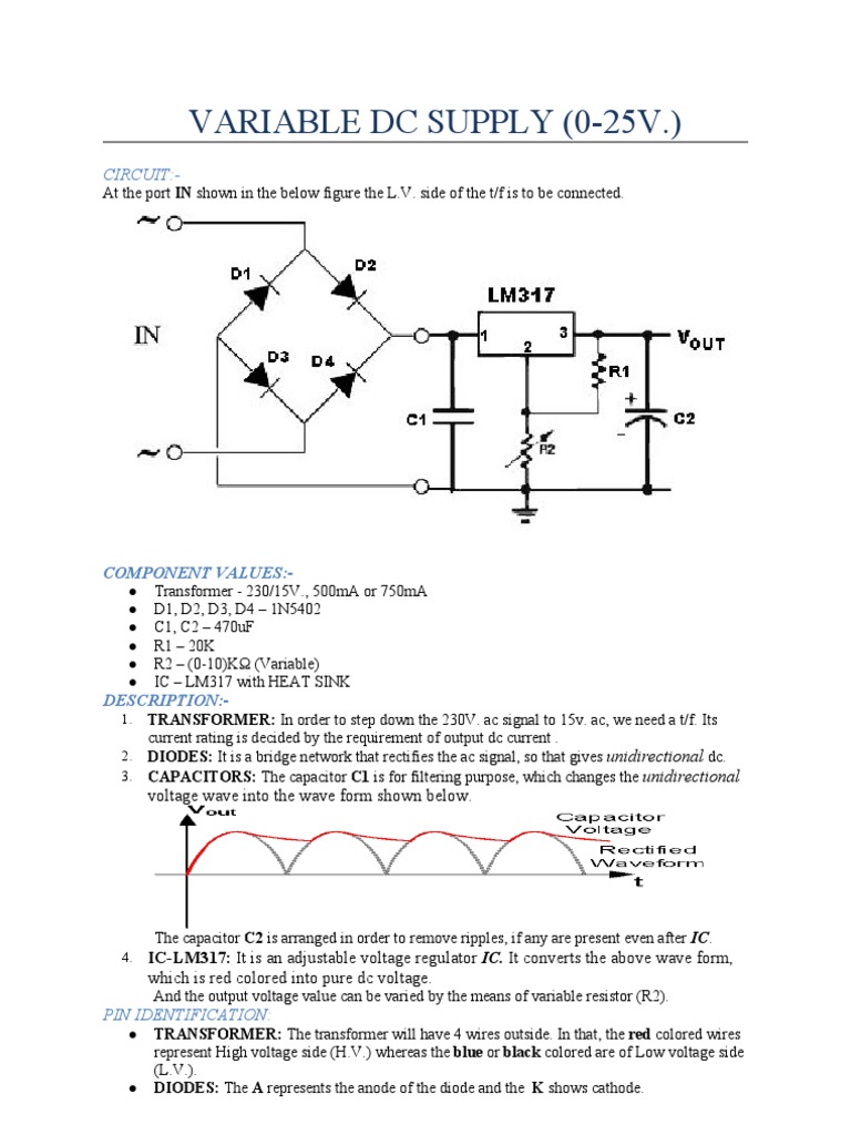 Variable DC Power Supply Circuit Design | PDF | Direct Current ...