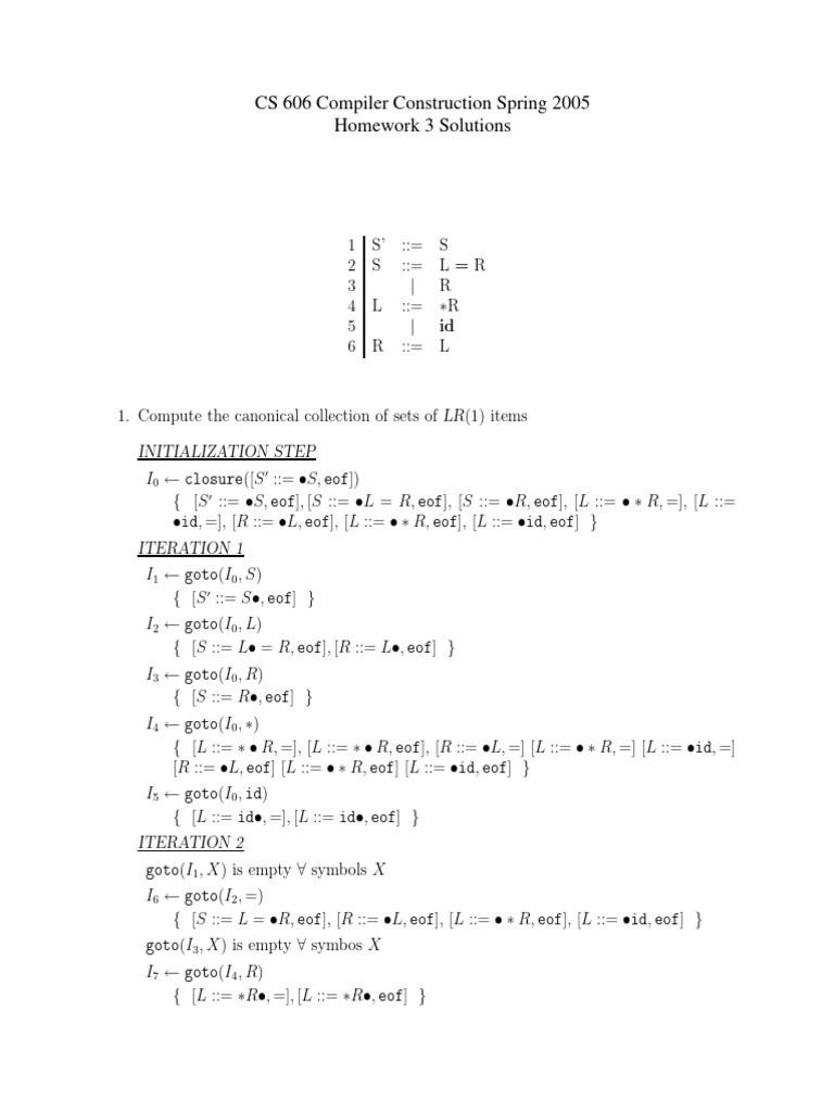 Compiler Construction - CS606 Spring 2005 Assignment 07 Solution | PDF ...