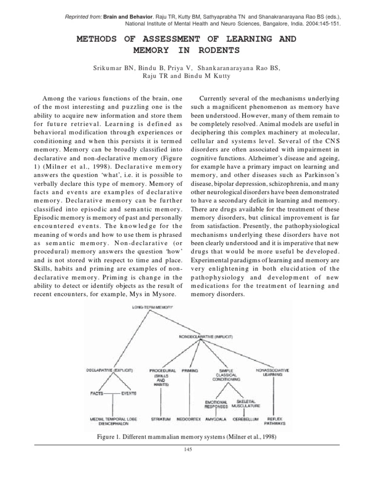 Assessment of Rodent Memory Paradigms | PDF | Memory | Hippocampus