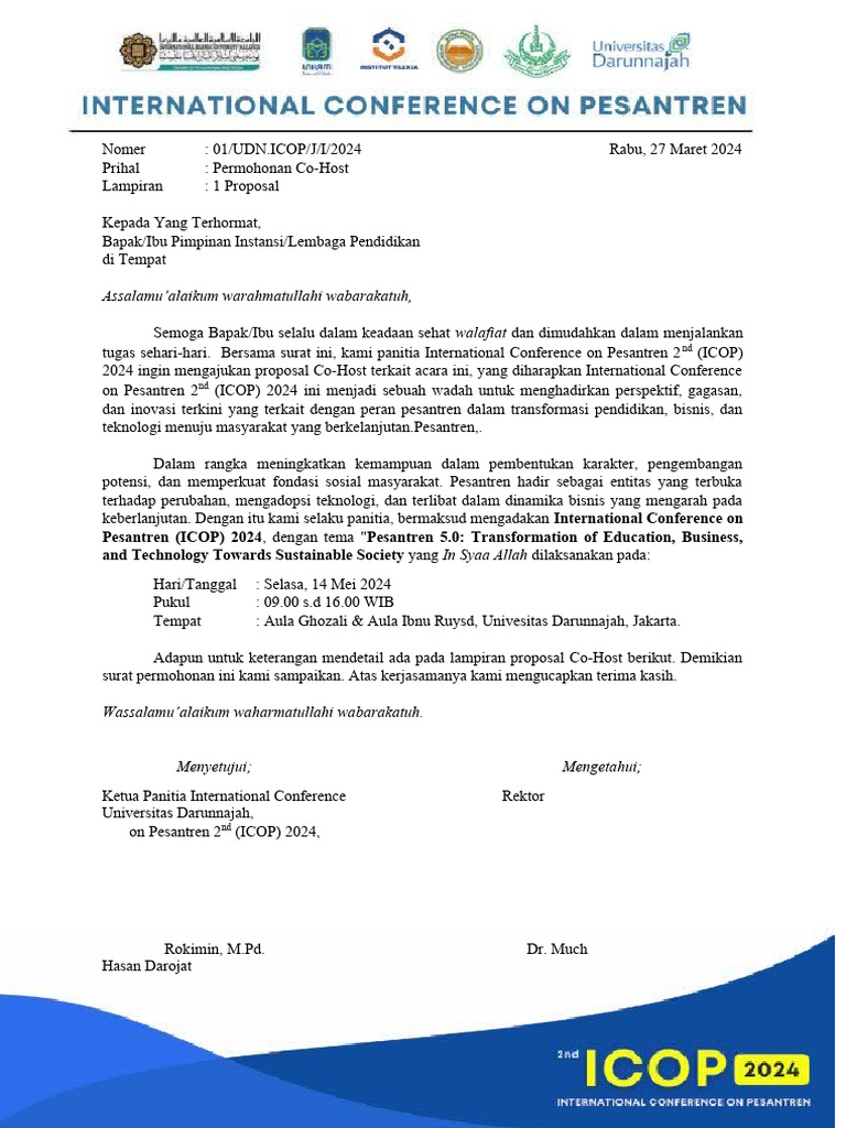 Surat pengantar co host pdf