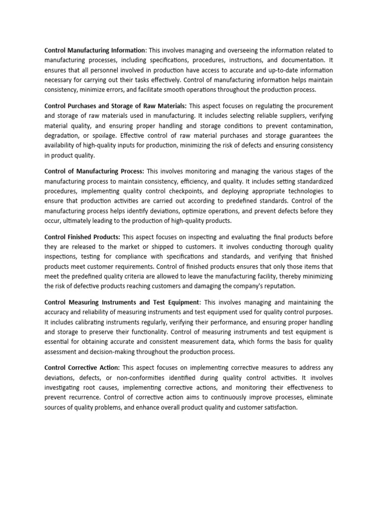 Manufacturing Quality Control Guide | PDF | Quality (Business) | Inventory