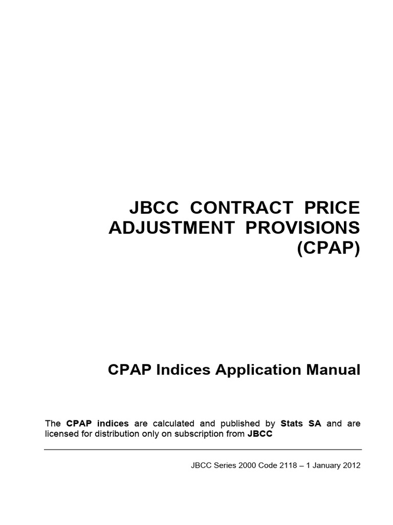JBCC Contract Price Adjustment Provisions Cpap - 3 | PDF | Valuation ...