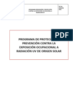 Programa Prevención y Protección Contra La Exposición Ocupacional A Radiación Uv