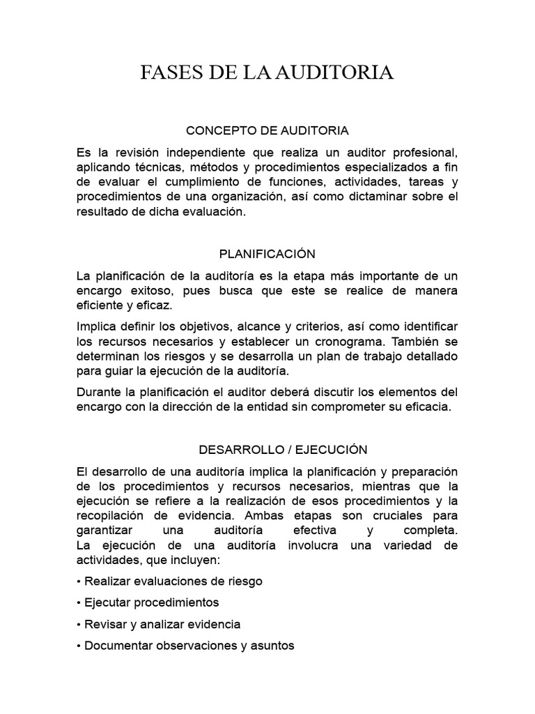 Fases Clave de una Auditoría Efectiva | PDF | Crecimiento personal y ...
