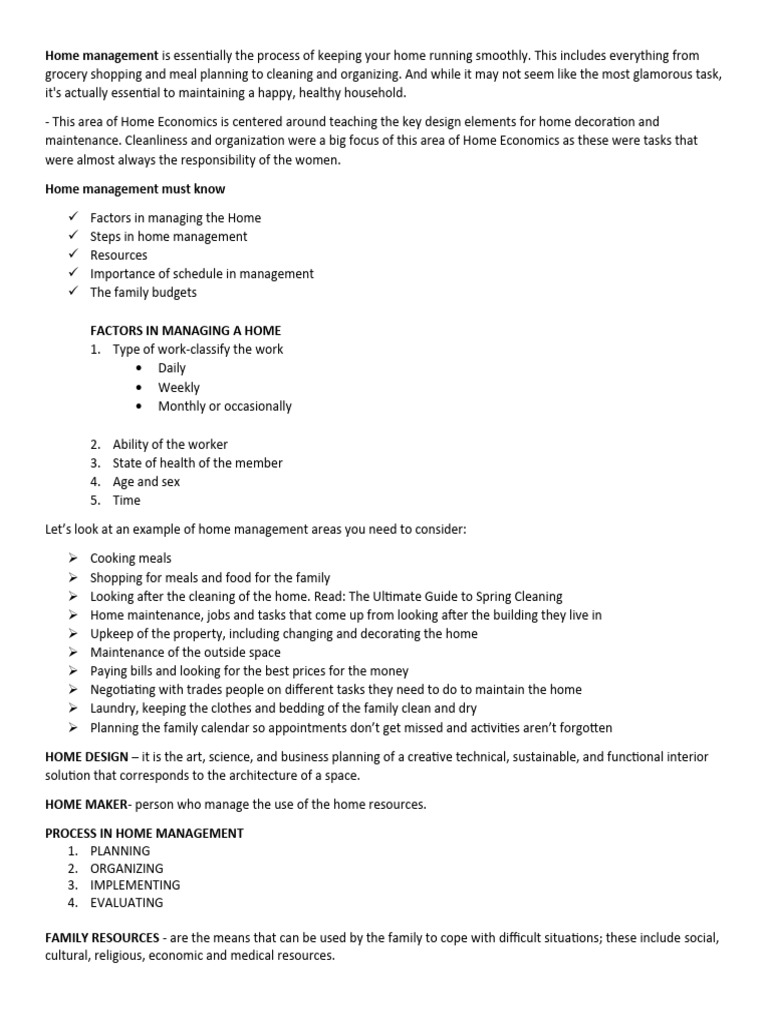 Home Management Essentials in Economics | PDF | Economies