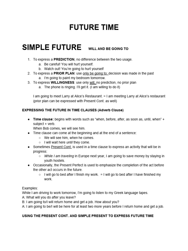 Future Time | PDF | Syntax | Language Mechanics