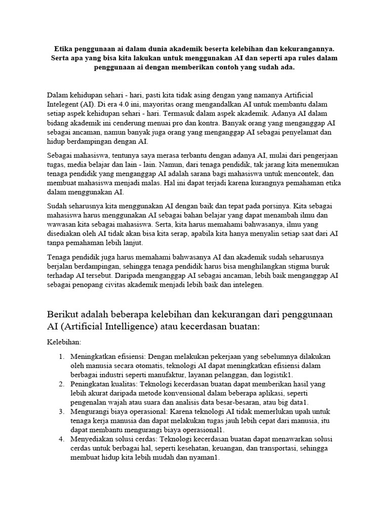 Etika Penggunaan AI dalam Akademik | PDF | Komputer