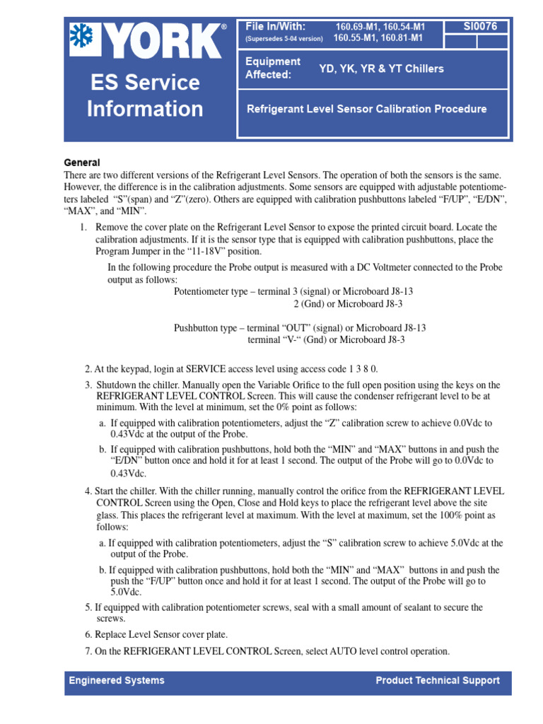 Refrigerant Level Sensor Calibration Guide | PDF | Metrology ...