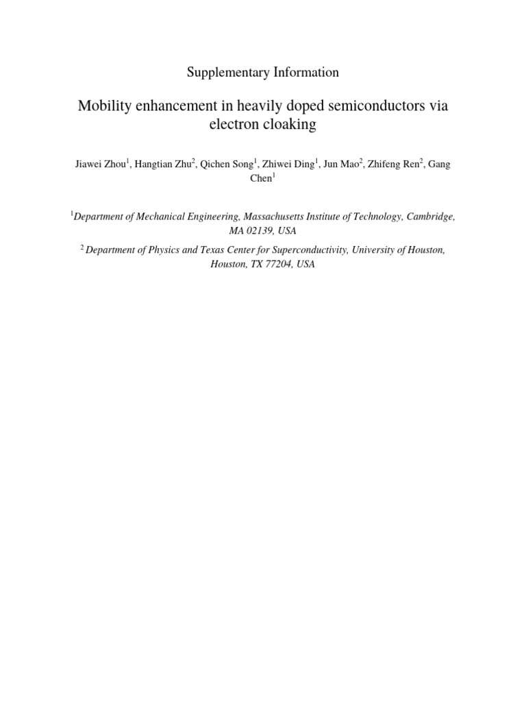 Enhancing Mobility in Doped Semiconductors | PDF | Density Functional ...