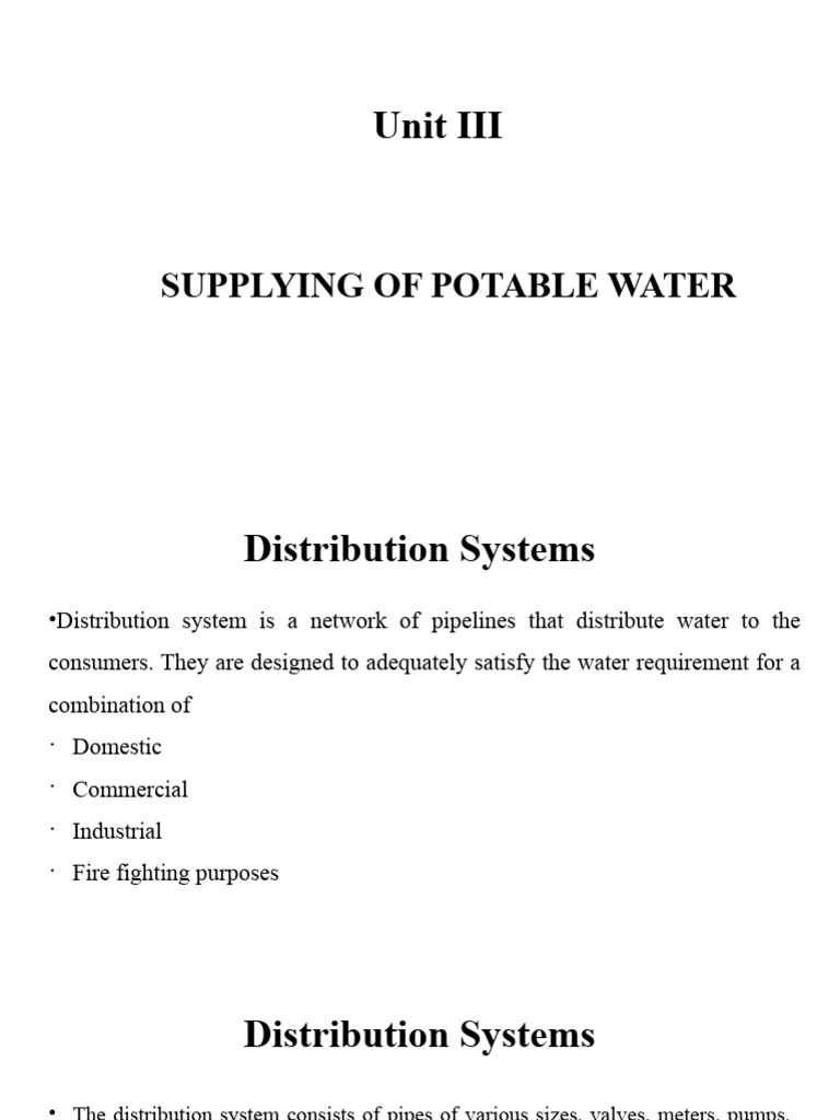 Potable Water Distribution Systems Guide | PDF | Water | Pump