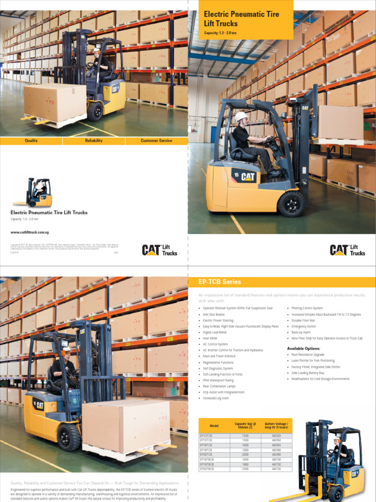 Cat EP13 20TCB Electric Forklift Brochure | PDF | Elevator | Truck