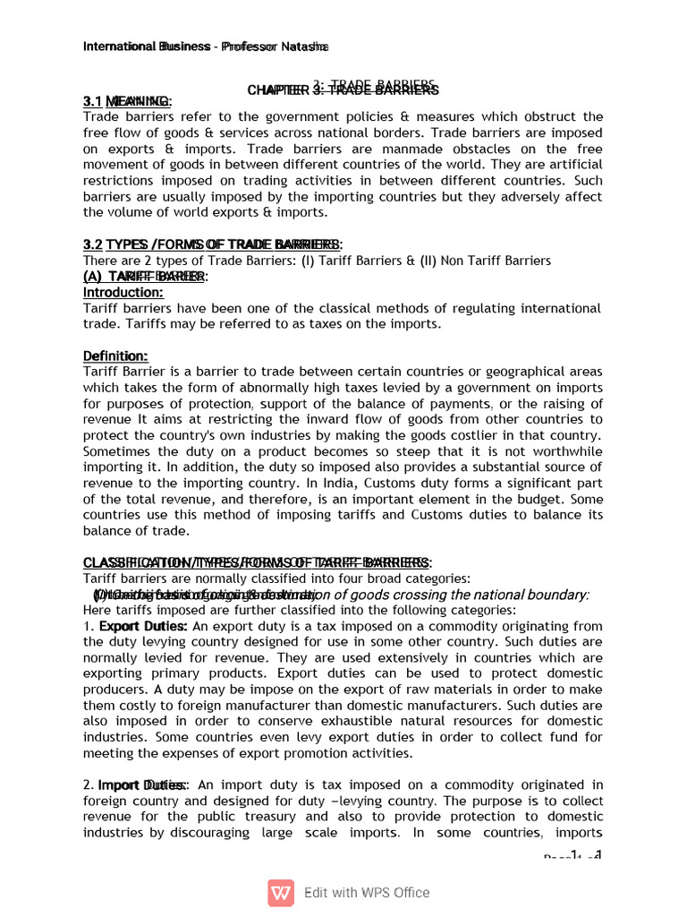 Trade Barriers | PDF | Non Tariff Barriers To Trade | Dumping (Pricing ...