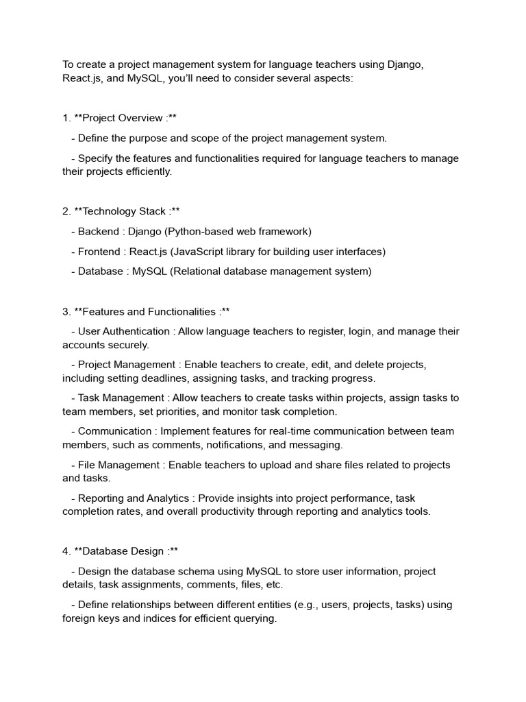 Project management system for language teachers pdf databases my sql