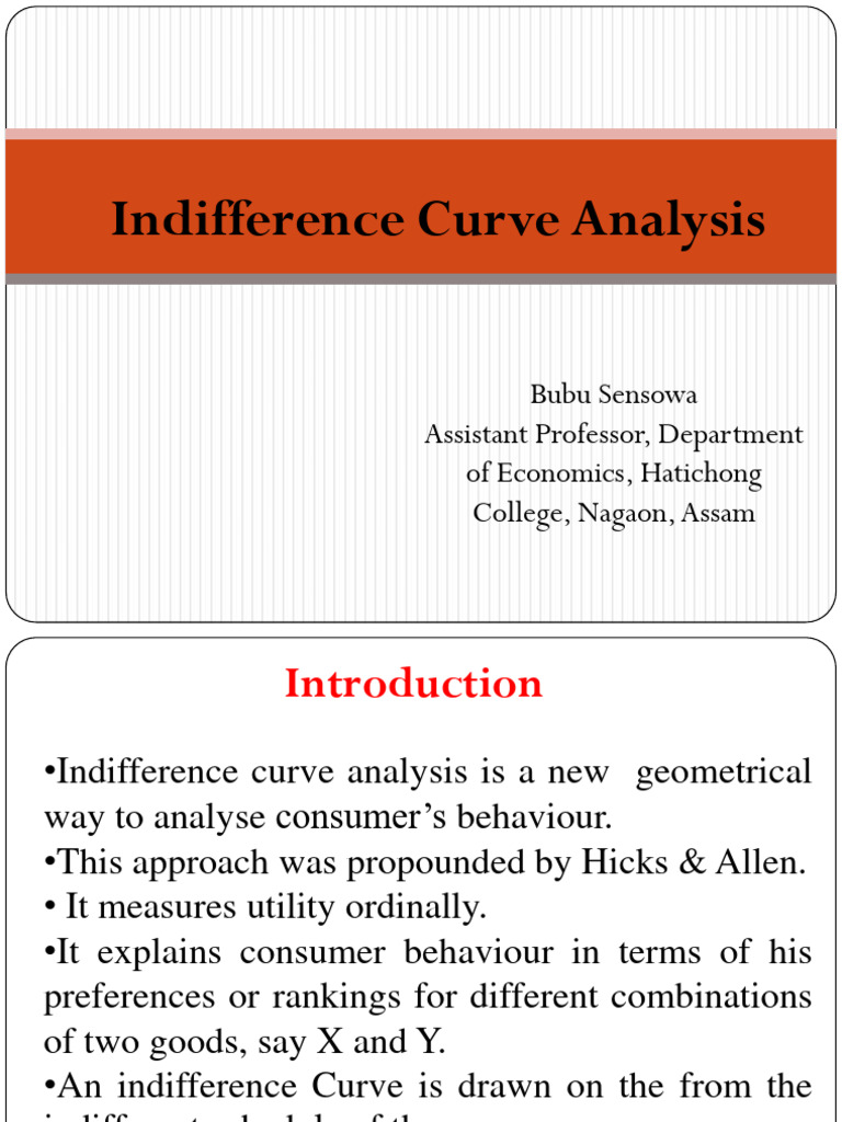 Indifference Curve Analysis Explained | PDF | Utility | Consumer Behaviour