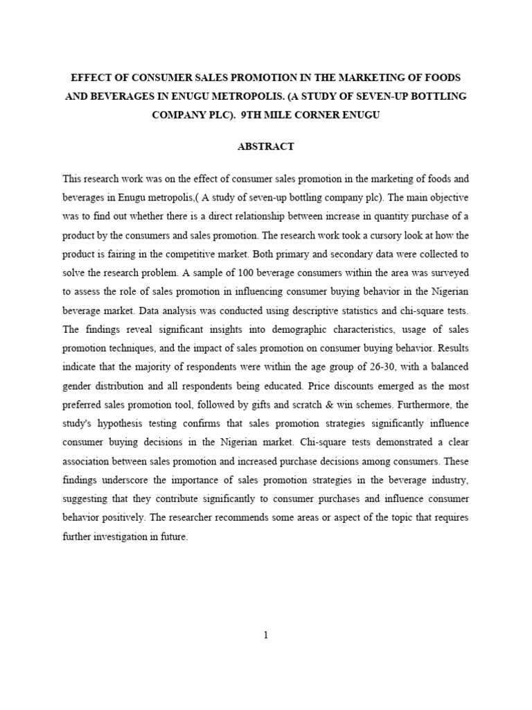 Impact of Sales Promotions on Beverage Sales | PDF | Brand | Marketing