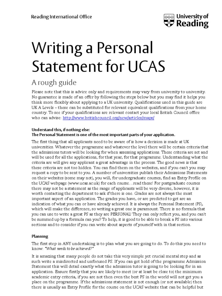 marketing personal statement uni