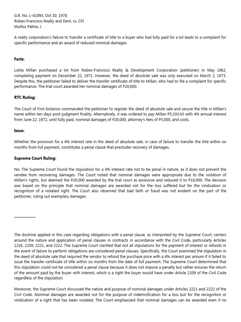 Realty Title Transfer Dispute Ruling | PDF | Damages | Complaint