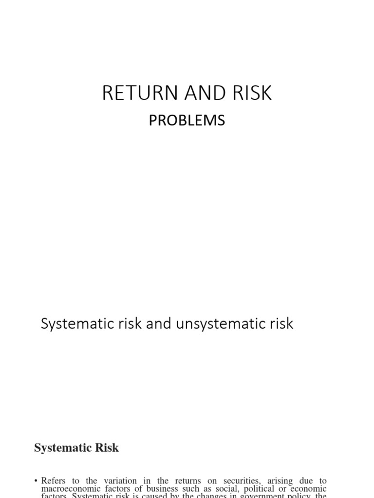 Understanding Systematic and Unsystematic Risk | PDF | Risk ...