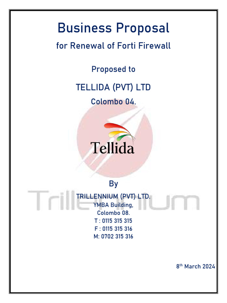 Forti Firewall Renewal Proposal for Tellida | PDF | Value Added Tax | Taxes