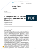 Temporalisation Et Modernité Politique - Penser Avec Reinhart Koselleck